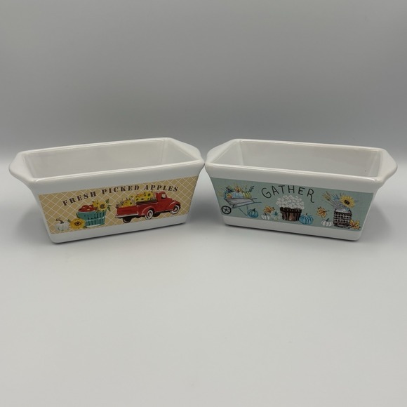 ROYAL NORFOLK Mini Ceramic Baking Loaf Dish 5" Fall Holiday Decor LOT OF 2 - Picture 1 of 16